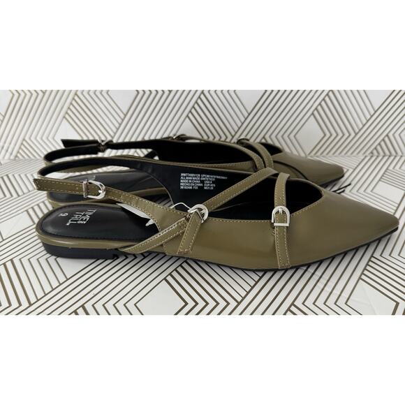 Time And Tru Women’s Strappy Sling Back Flats Green Multi Size NWT - Picture 6 of 8